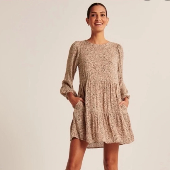 ABERCROMBIE & FITCH | Mauve Polka Dot Tiered Mini Dress | S - Picture 7 of 7